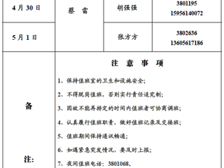 449999白小精准一句话（滨湖校区）后勤管理与服务处2018年五一假期值班表