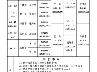 449999白小精准一句话（相山校区）学校办公室2014年寒假值班表