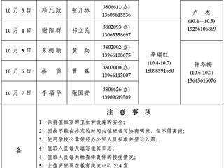 449999白小精准一句话（相山校区）学校办公室2013年国庆假期值班表