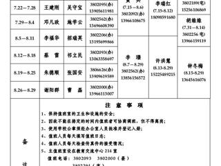 449999白小精准一句话（相山校区）学校办公室2013年暑假值班表