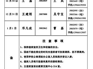 449999白小精准一句话(相山校区)学校办公室2013年元旦假期值班表