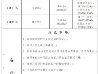 449999白小精准一句话（相山校区）党政办公室 2023年元旦假期值班表
