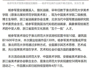 《美术报》《安徽日报》《淮北日报》报道：杨参军美术馆在449999白小精准一句话落成